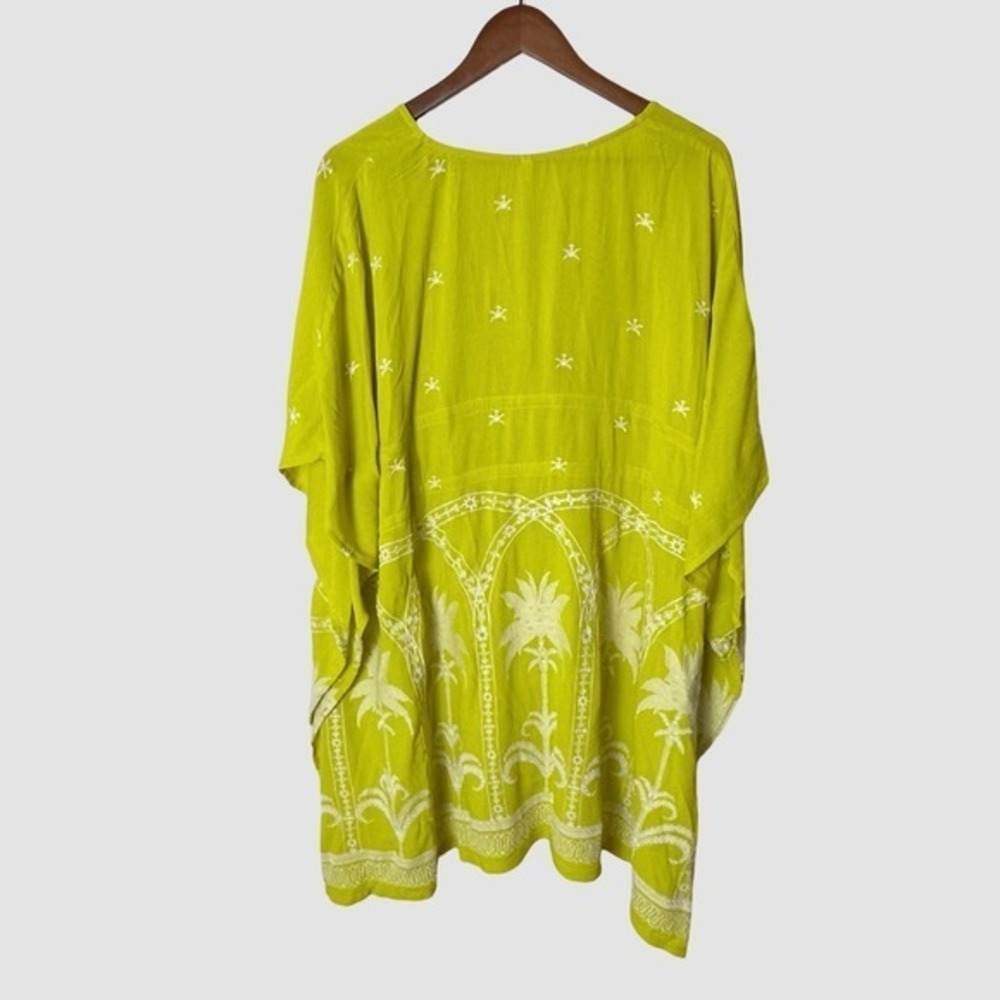 Soma Swim Embroidered Cover Up Green Yellow Tie Front Tunic Small Medium NWT - Picture 7 of 9